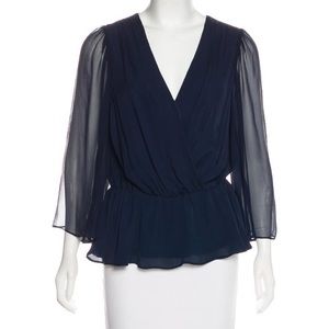Alice + Olivia Silk navy top size M